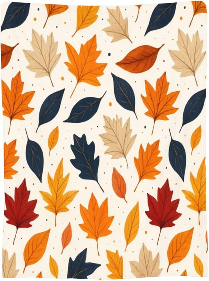 Fall Blanket Autumn Maple Leaf Throw Blanket Fall Soft Cozy Fleece Fuzzy Stuffed Plush Flannel Gifts for Girls Women Boys Kids Adults 40''x50''