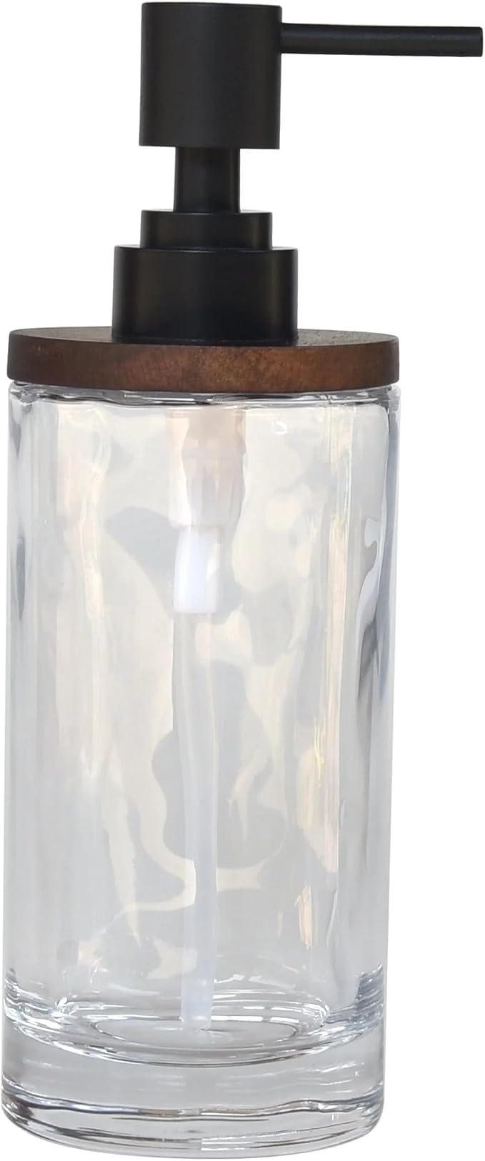 Acacia Wood and Glass Bathroom Accessory Set, 3 Piece Set, Soap Dispenser, Toothbrush Holder and Tray Included