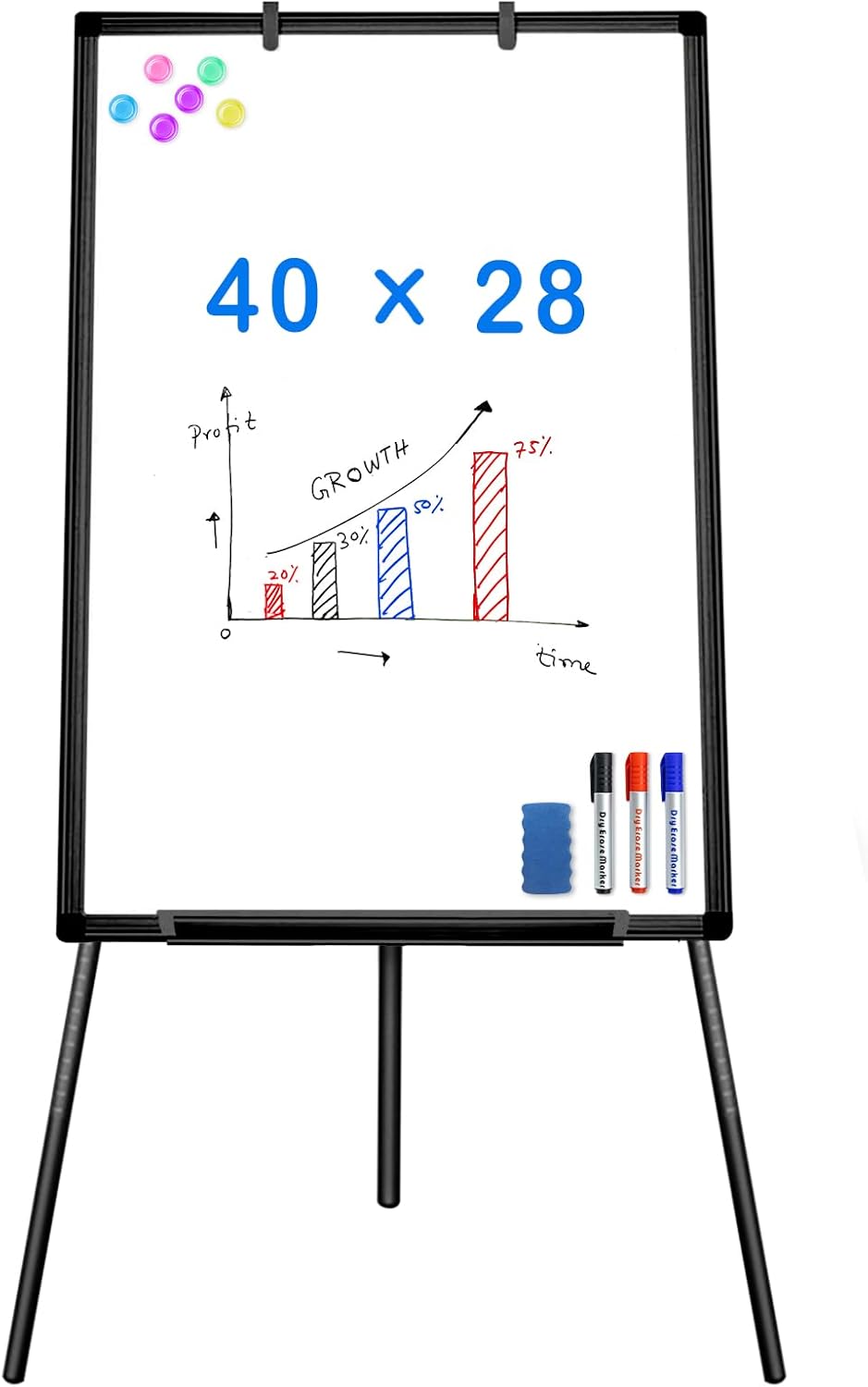 Skiennix Magnetic Dry Erase Easel Whiteboard - Portable, Adjustable Tripod Stand 40 x 28