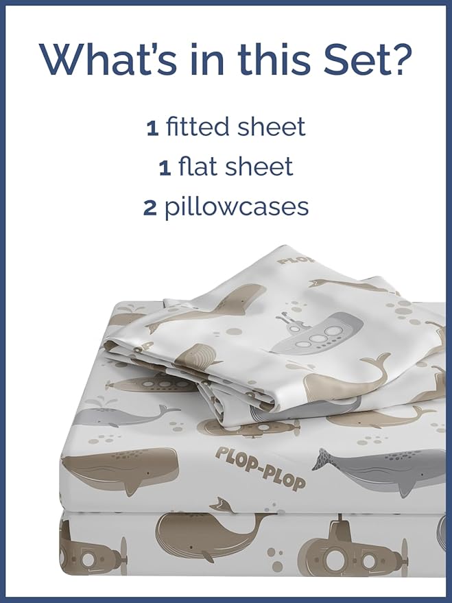 Kids Submarines Queen 4 Piece Sheet Set - Boys, Girls, Teens, Toddler - Easy Fit Deep Pockets - Breathable, Hotel Quality Kids Sheets - Machine Washable - Wrinkle Free - Cute, Cozy, Soft - CGK Linens