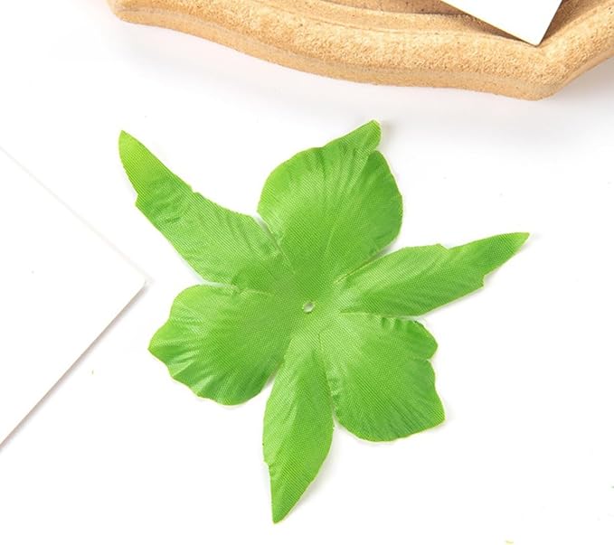 ZYAMY 50PCS Artificial Floral Calyx Petals Green Circular Fabric Floral Base with Holes for DIY Wedding Party Decorations Crafts Scrapbooking Accessories