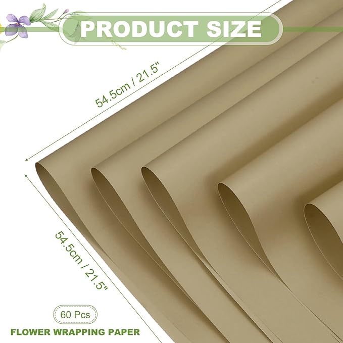 uxcell 60 Sheets Flower Wrapping Paper, 21.5" x 21.5" Waterproof Floral Bouquet Wrapping Papers Florist Supplies for Wedding Party Gift Packaging DIY Crafts, Deep Green