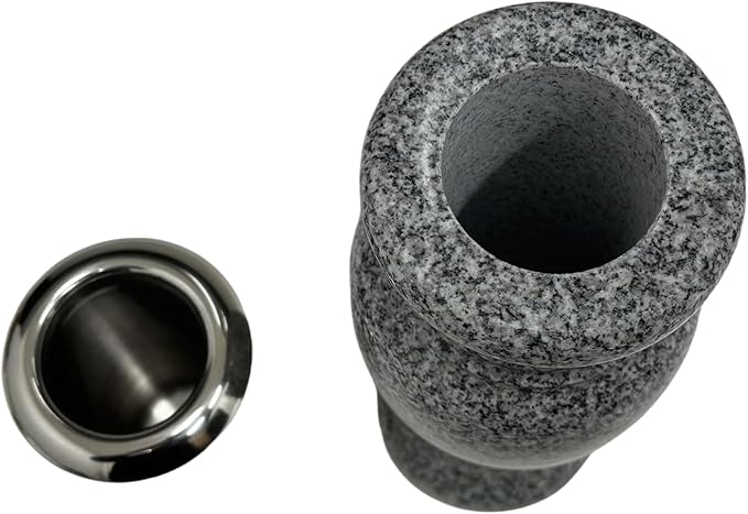 Memorial Cemetery Flower Vase - Real Granite (Grey Granite), with Stainless Steel Inner, Grave Marker, Decorations for Gravesite, Headstone Flowers Holder, Garden Lawn & Yard (4x4x10)