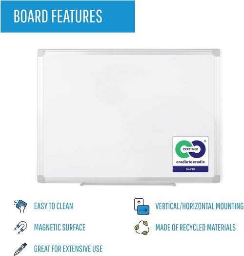 MasterVision Magnetic Porcelain Dry Erase Board - 48" x 96" with Durable Aluminum Frame