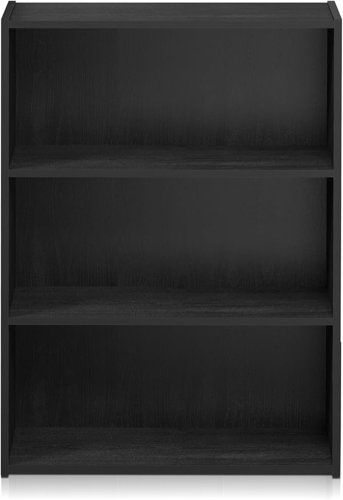 Furinno PASIR Book Shelf, 3-Tier Bookshelf, Storage Shelves Bookcase, 9.7 x 23.7 x 31.5, for Living Room, Bedroom, Home Office, Americano