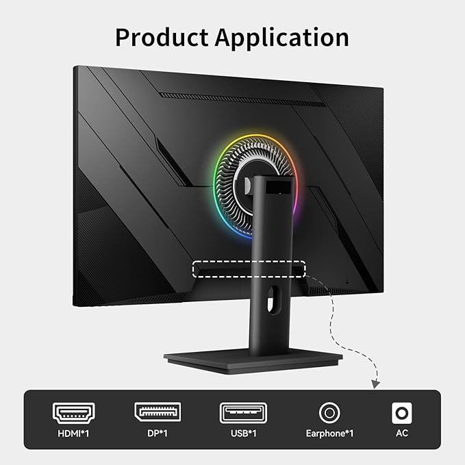 27 Inch QHD(2560 * 1440) 100Hz Computer Monitor,Anti-Blue Light Screen,100% High Color Gamut, 99% sRGB,Support FreeSync,PC Monitor for Casual Gaming and Working,HDMI,DP,USB,AUX
