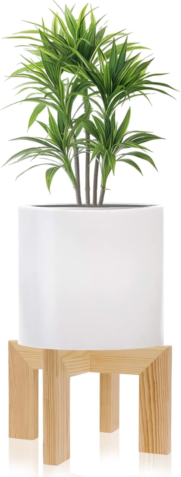hismocal Wood Plant Stand Indoor/Outdoor for Plants, Large Size Planter Stand Holder,Sturdy and Stable Flower Pot Stand,Fits Most Size Flower Pots In Room (1 Pack-White)