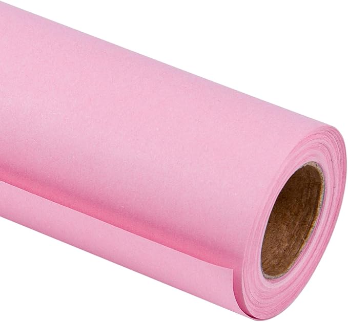 RUSPEPA 30"x 393"(32.8') Pink Kraft Wrapping Paper Large Jumbo Roll, Recyclable Light Pink Gift Wrap Paper for Wedding Gift Wrapping, Table Cover, Craft Supplies, Mother's Day Bouquet Flower, 80GSM