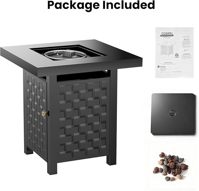 28 Inch Propane Fire Pit Table, 50,000 BTU 2 in 1 Fire Pit Table, Metal Tabletop, Adjustable Flame, Outdoor Fire Pit for Patio, Garden, Yard, Outdoor Gatherings