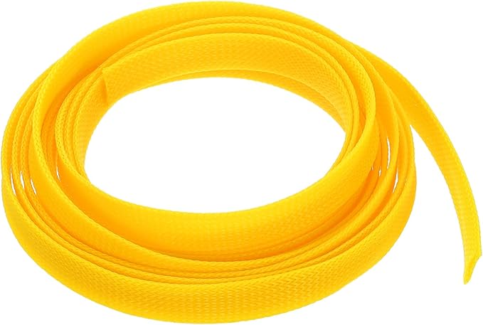 uxcell PET Expandable Sleeving 10ft 1/2" Yellow Cable Management Sleeve Cord Organizer for Wrap Protect Cable