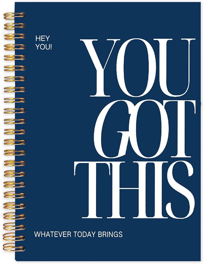Yhtrg You Got This Inspirational Notebooks Journal, Motivational Spiral Journal Notebook for Women, Dark Blue Motivational Positive Notebooks for Office School Supplies, 5.5x8.3 Inch