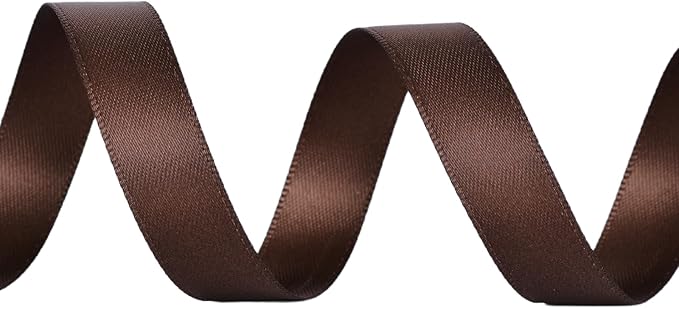 YAMA Brown Double Faced Satin Ribbon 1/2 Inch 25 Yards Brown Fabric Ribbon for Gift Wrapping Crafts Hair Bows Wedding Party Christmas Decoration