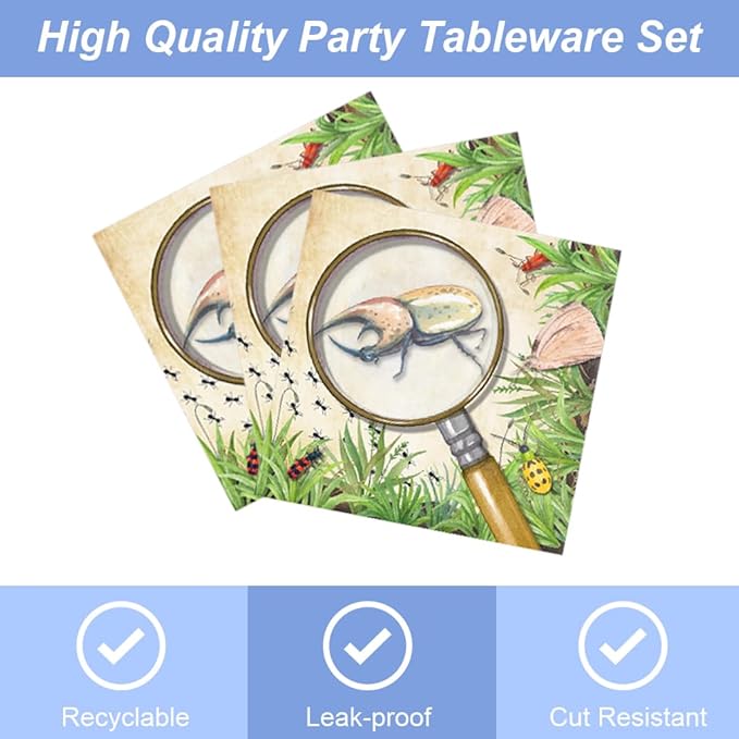 40Pcs Bug Party Decorations Insect Baby Shower Plates and Napkins Set Supplies Favors Bug Birthday Party Decorations