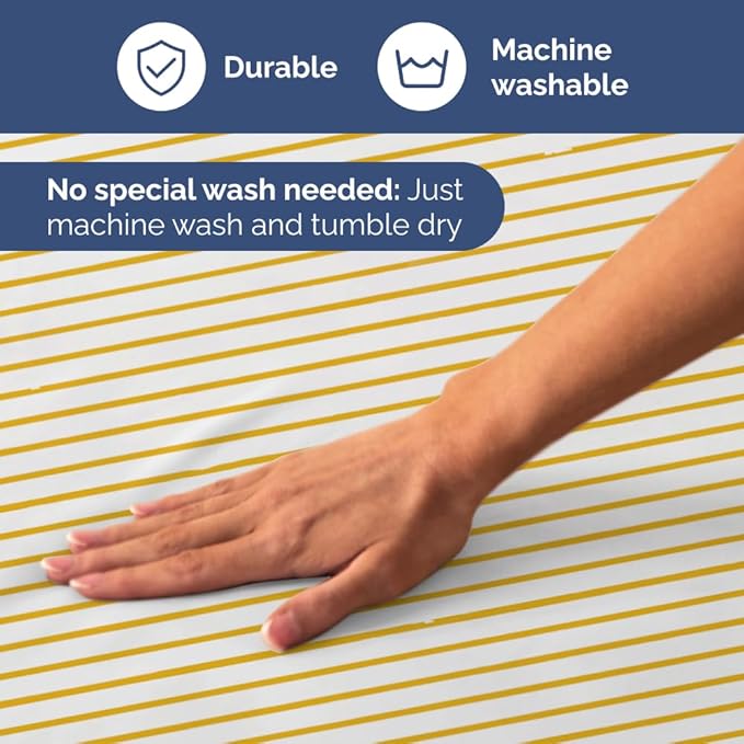 Yellow Striped Sheets - 1 Flat & 1 Fitted Sheet & 2 Pillowcases w/ Deep Pockets - Cozy, Wrinkle & Fade Resistant - Ultra-Soft, Comfy, Breathable & Cooling - Luxury Pinstripe Bedding - Queen Size
