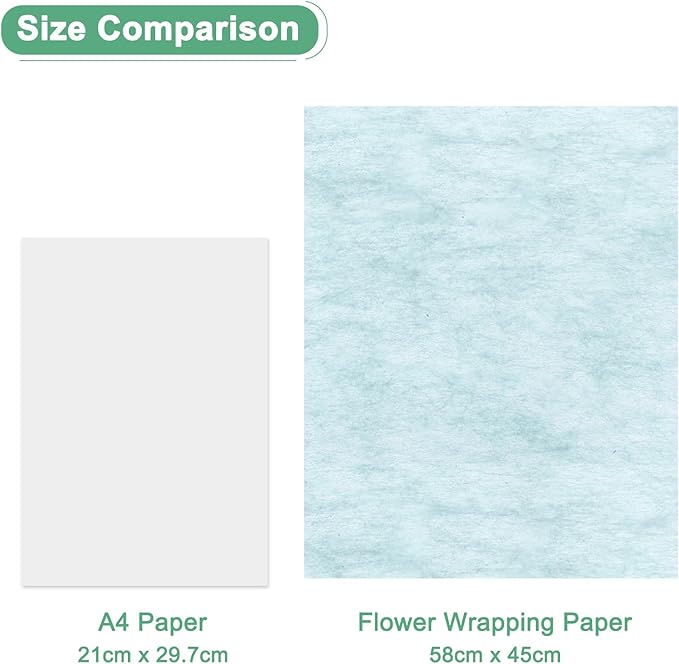 M METERXITY 38-Sheet Korean Cotton Wrapping Flower Paper, 22.8x17.7 Inch/ 58x45cm Waterproof Floral Wrapping Cotton Paper for Bouquets/Gift Packaging [Sky Blue]