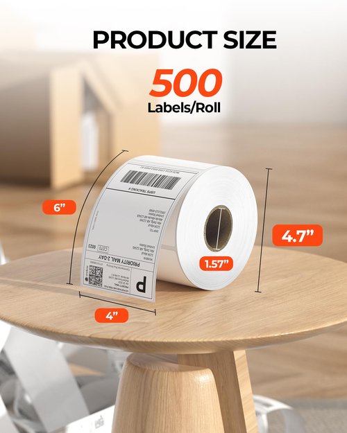 MUNBYN Thermal Shipping Labels - 4x6 Direct Thermal Printer Labels | 500 Sheets for Commercial Use