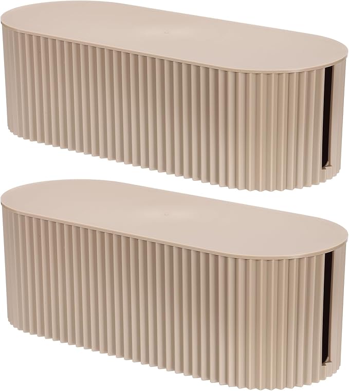 YOKIVE Cable Management Box, Cord Hider Organizer Decorative Strip Storage Box Desk Accessories for Cords Home, Office, Light Brown, 2 Pcs