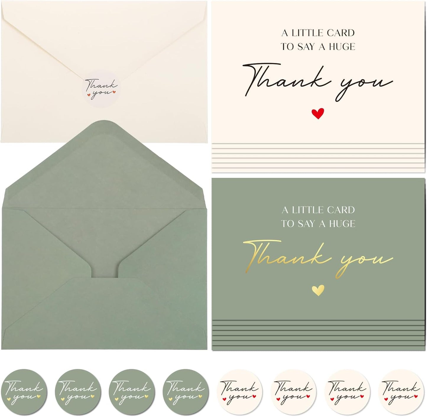 Thboxes Thank You Cards - 36 Pack 4x6 Inch Blank Note Cards with Envelopes & Stickers for All Occasions