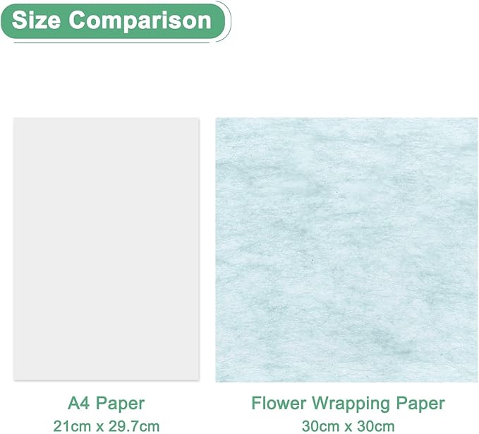 M METERXITY 152-Sheet Korean Cotton Wrapping Flower Paper, 11.8 Inch/ 30cm Waterproof Floral Wrapping Cotton Paper for Bouquets/Gift Packaging [Sky Blue]