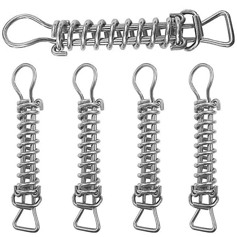 Wood Grip Stainless Steel Pool Cover Springs with Stopper D Ring - Winter Safety for Inground Pools (Pack of 5)