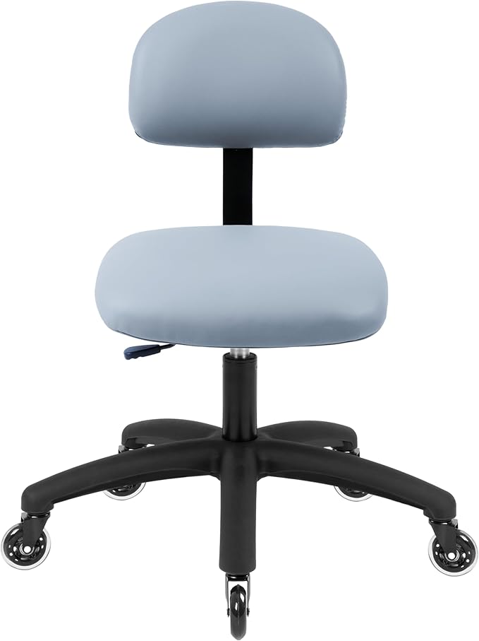 Chair Master FSS Series Square seat (20"-28") seat Height Chair. Vinyl-for Office, Garage, Desk, Shop, Computer, Doctor, Medical, Easy to Clean! NO Footring (Gray, Medium, Rubber Roller Casters)