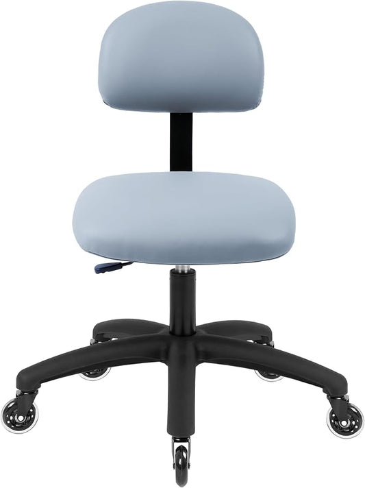 Chair Master FSS Series Square seat (20"-28") seat Height Chair. Vinyl-for Office, Garage, Desk, Shop, Computer, Doctor, Medical, Easy to Clean! NO Footring (Gray, Medium, Rubber Roller Casters)