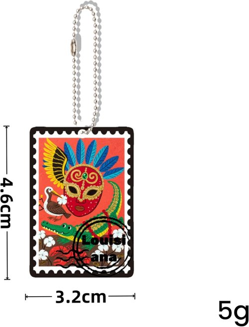 Louisiana Souvenirs Keychain - Fashion Forever Stamps Design with Key Ring - Unique Decorative Gift