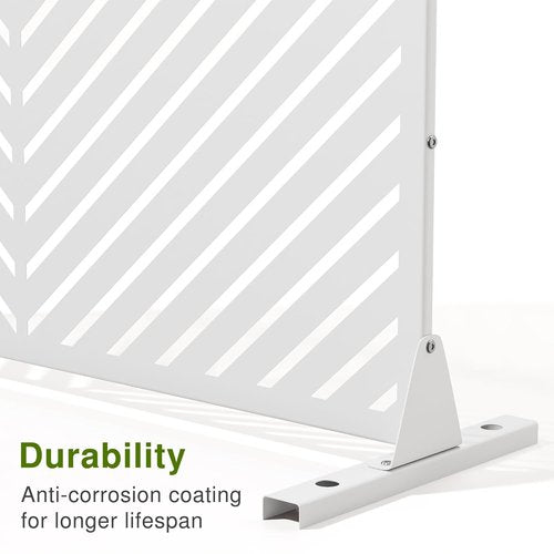 Casaphoria Arched Metal Privacy Screen - Elegant 72" H x 47" W Freestanding Outdoor Decor | Versatile White-Louvered Panels for Deck, Patio & Balcony