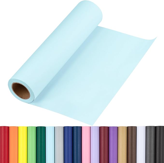 RUSPEPA Light Blue Kraft Wrapping Paper Roll, 17.5"x 393"(32.8'), Recyclable Blue Art Gift Wrap Paper for Birthday Gift Wrapping, Table Covering, DIY Crafting, Baby Shower Bouquet Flower, 80GSM