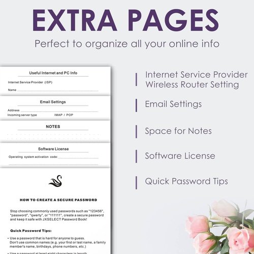 Elegant Password Book - Hardcover Organizer with Alphabetical Tabs & Notes Section | 5.2" x 7.6" (Purple)