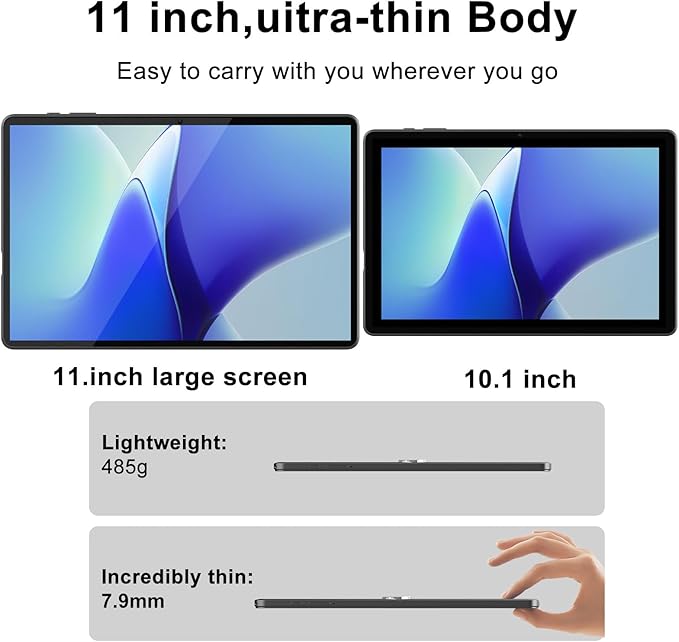 11 inch Tablet, 18GB + 128GB, Android 15 Tablet, 1TB Expandable, 13MP Camera, Octa-Core Processor 5G WiFi 8000MAH Battery 11'' IPS HD Touchscreen Google Tableta.