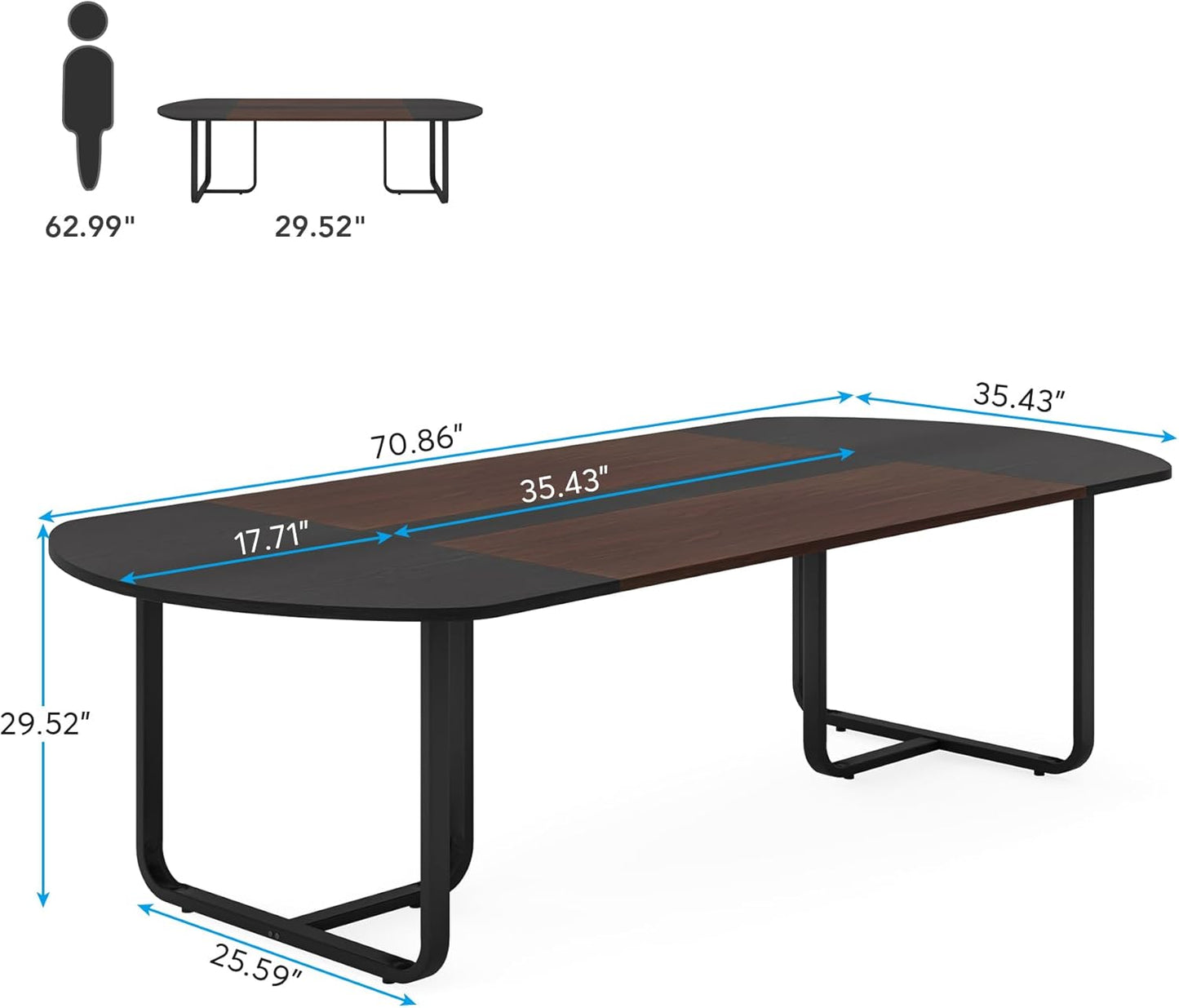 Tribesigns 6FT Oval Conference Table - Two-Tone Curved Design for Office Meetings | Seats 4-6