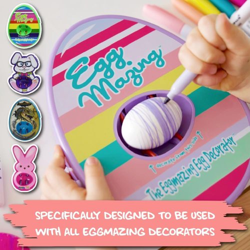 Eggmazing Egg Decorator - Authentic Wooden Eggs for Easter Crafts | Matte White, 12 Pack, Ages 3+