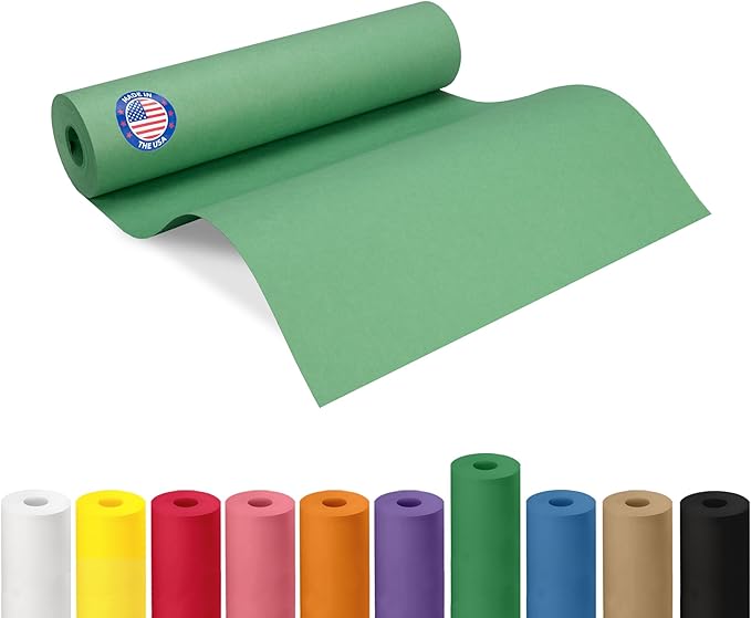 12" x 1200" (100 ft) Christmas Green Kraft Paper Roll - USA-Made Quality Craft Paper for Gift Wrapping, Kids' Arts & Crafts, School Projects - Natural Material 50lb Thickness by IDL Packaging