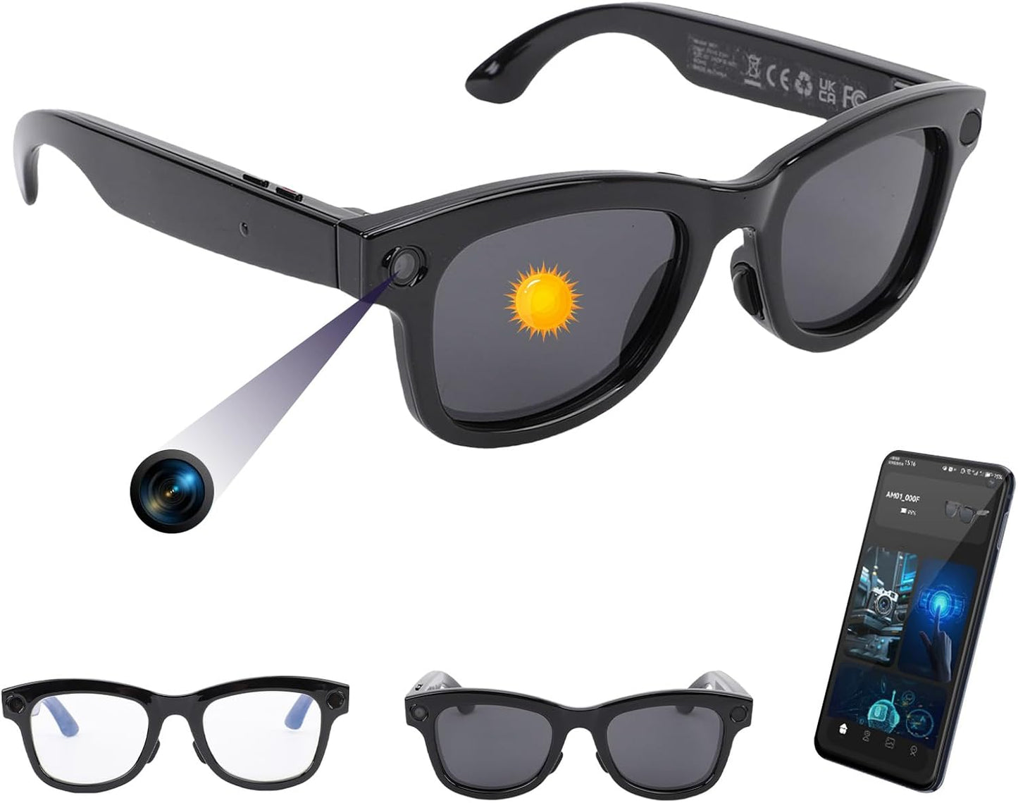 Yoidesu Ai Smart Glasses - 5MP Camera with Bluetooth Music & Call Features | 26 Language Translation
