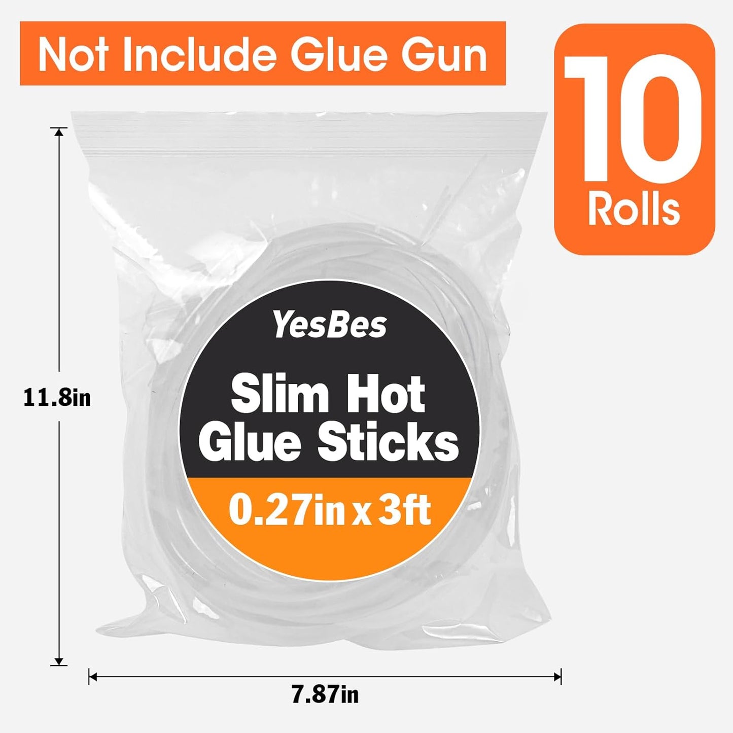 Skiennix Mini Hot Glue Sticks - 10 Pack, 3 FT Long x 0.27" Diameter for Versatile Use in Crafts & Repairs