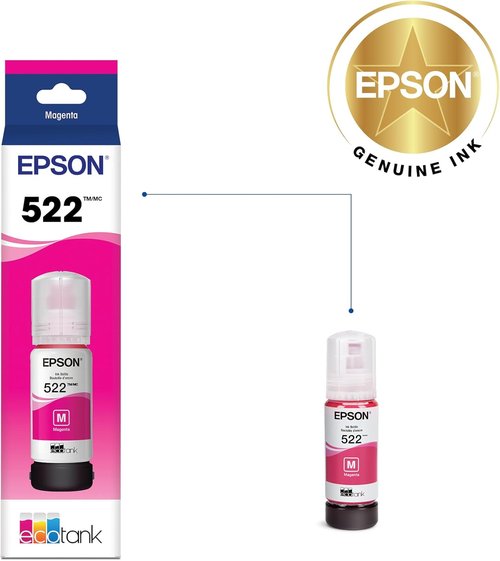 Epson 522 EcoTank Ink - Ultra-High Capacity Magenta Bottle for ET-2400, 2720, 2800 Series