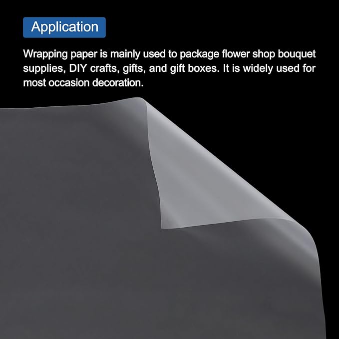 MECCANIXITY Flower Wrapping Fog Paper 22.8x22.8 Inch Waterproof Matte Floral Wrapping Paper for DIY Crafts, Gift/Gift Box Packaging Clear White 20 Pcs