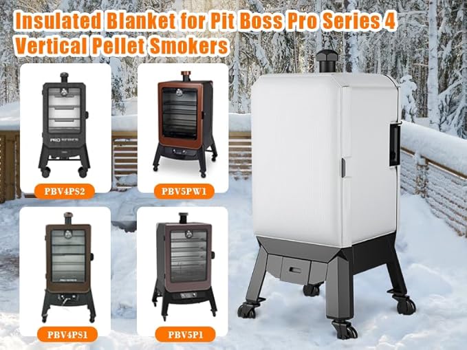 Grill Thermal Insulated Blanket for Pit Boss Pro Series II 4/5-Series Vertical Pellet Smoker PBV4PS2 PBV5PW1 PBV4PS1 PBV4NX Insulation Blanket for Pit Boss Pro Series 1077-sq Smoker Accessories