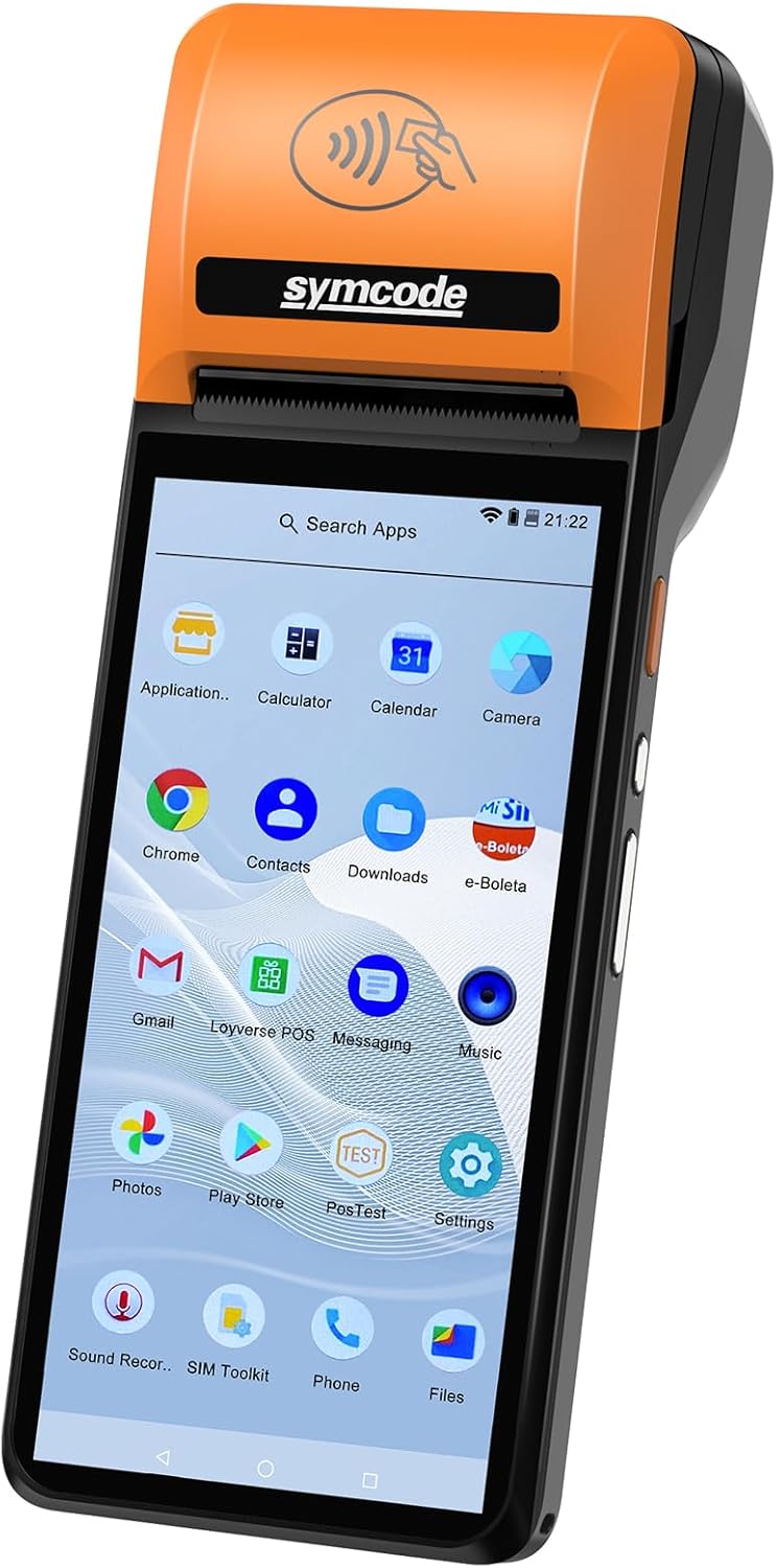Symcode Mobile POS Terminal - High-Resolution Handheld Receipt Printer | Android 8.1, 4G, WiFi, Bluetooth, NFC