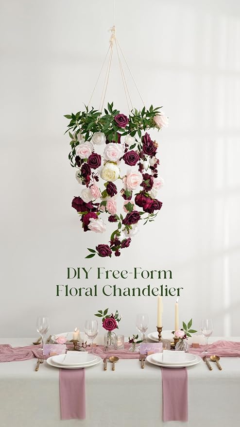 Ling's moment Artificial Flowers Burgundy Rose Buds and Small Roses w/Stem for DIY Wedding Bouquets Centerpieces Arrangements Party Baby Shower Home Decorations