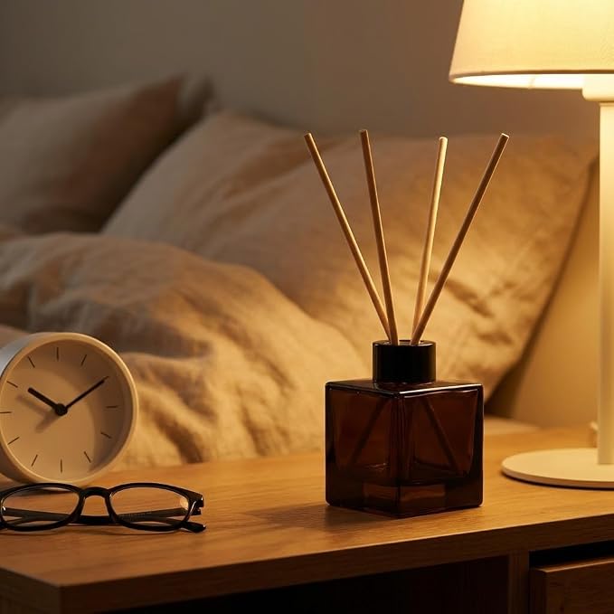 100ml 4pcs Reed Diffuser Bottles,Fragrance Diffuser Empty Bottle with 20pcs Reed Sticks for Home Fragrance Accessories and Women Gift Room,Home,Bathroom Decor