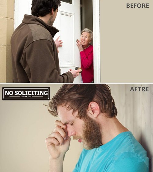 Regine Switzerland No Soliciting Sign - Weather Resistant Metal Door Signs | 2 Pack, Black 7x2 Inches