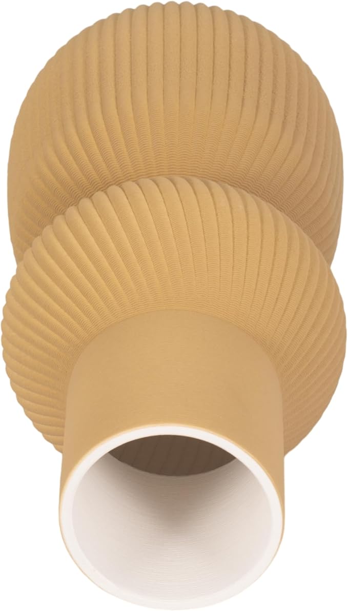 Ceramic Vase for Living Room Decor – Home Decor Accent for Bedroom, Table Accent, House, and Room Decor Display – 3D Printed Designed Flower Vase and Office Decor – 15" Brown