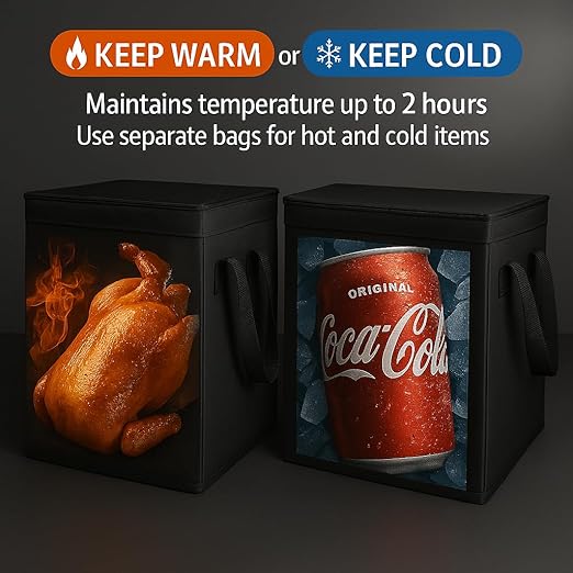 Extra Large 2 Pack Insulated Food Delivery Bag Cooler Bags Keep Food Warm Catering Therma for doordash Catering Cooler Bags Keep Food Warm Catering Therma Catering Shopper Accessories hot