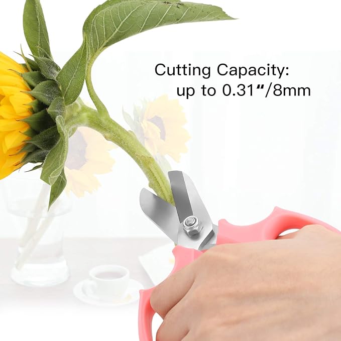 Housolution Flower Scissors, Strong Floral Shears, Premium Steel Garden Pruning Shears Garden Scissors Floral Fruits Leaf Scissors Hand Pruner Snip Trimming Tool for Gardening Flower Arrangement, Pink