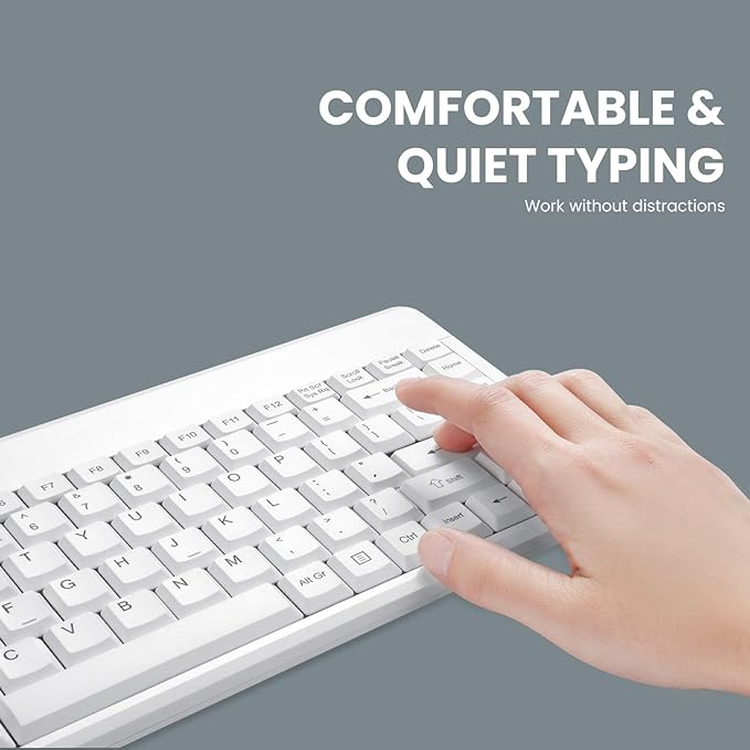Perixx PERIBOARD-409WU US, Wired USB Mini Keyboard - White - US English