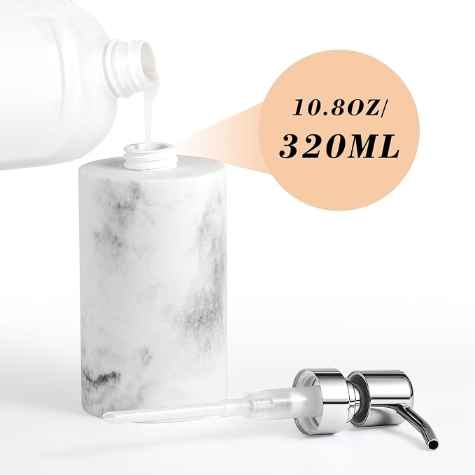Luxspire Soap Dispenser, Hand Soap Dispenser with Replacement Pump Head, Refillable Lotion Holder, Pump Bottle for Bathroom, Kitchen, 10.8oz/320ml, Gravel White, 2 Pack