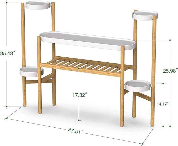 Wisuce Bamboo Plant Shelf Indoor, 3 Tier Tall Corner Plant Shelves Holder & Plant Display Rack for Outdoor Garden Indoor Home