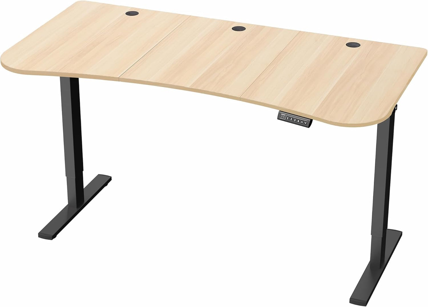 VIVO Electric Standing Desk - Memory Height Adjustment, 63 x 32 in, Light Wood Top & Black Frame